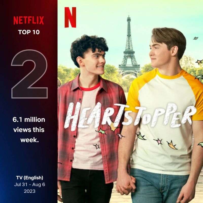 "Heartstopper" no logra dominar el 1er puesto en Netflix ¿Ha fracasado?