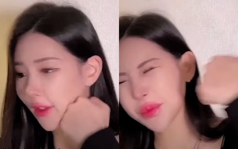 Youtuber coreana se golpea fuertemente en su rostro para demostrar que no se hizo cirugías plásticas