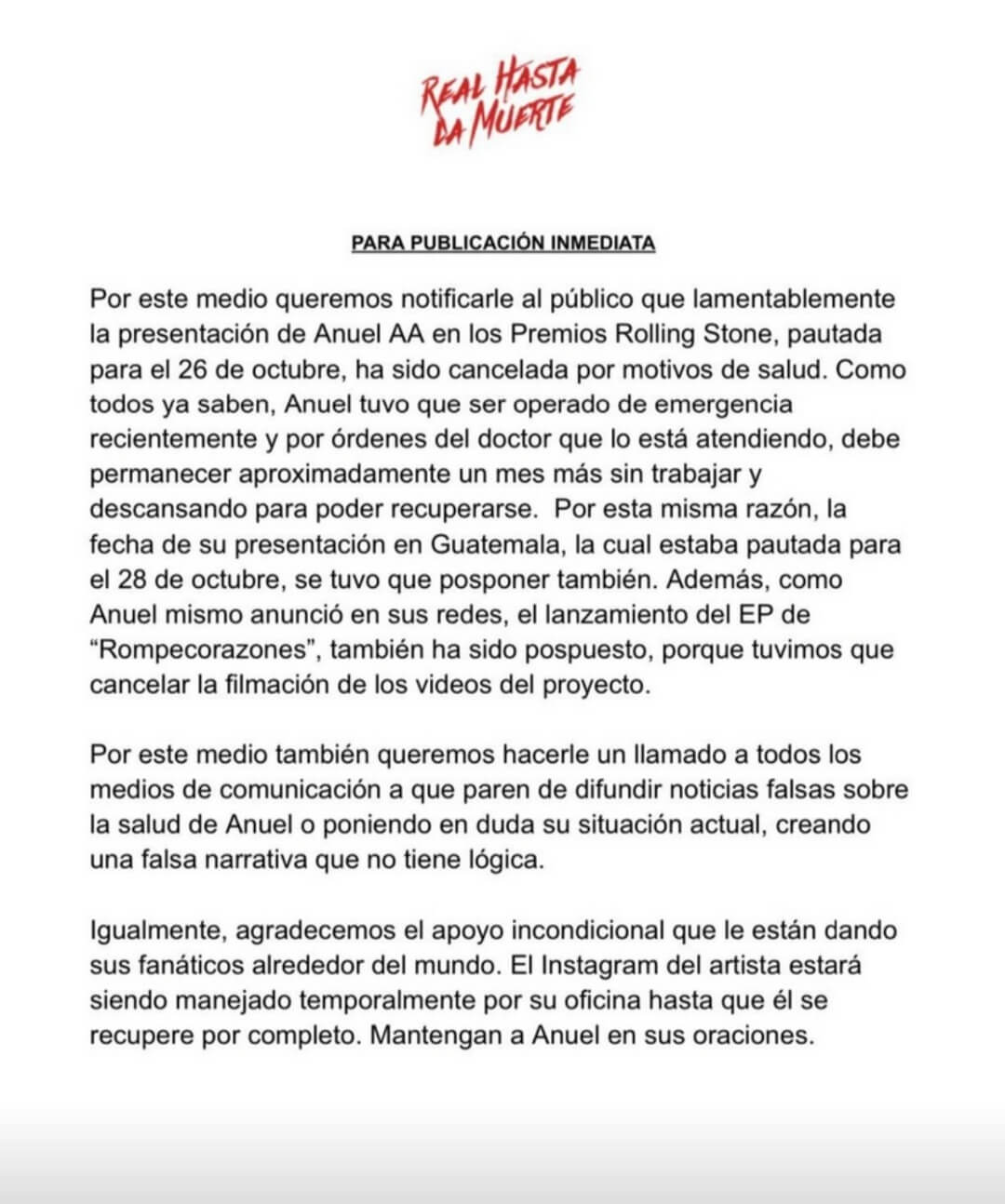 Confirman que Anuel AA está delicado de salud; "Oren por él"