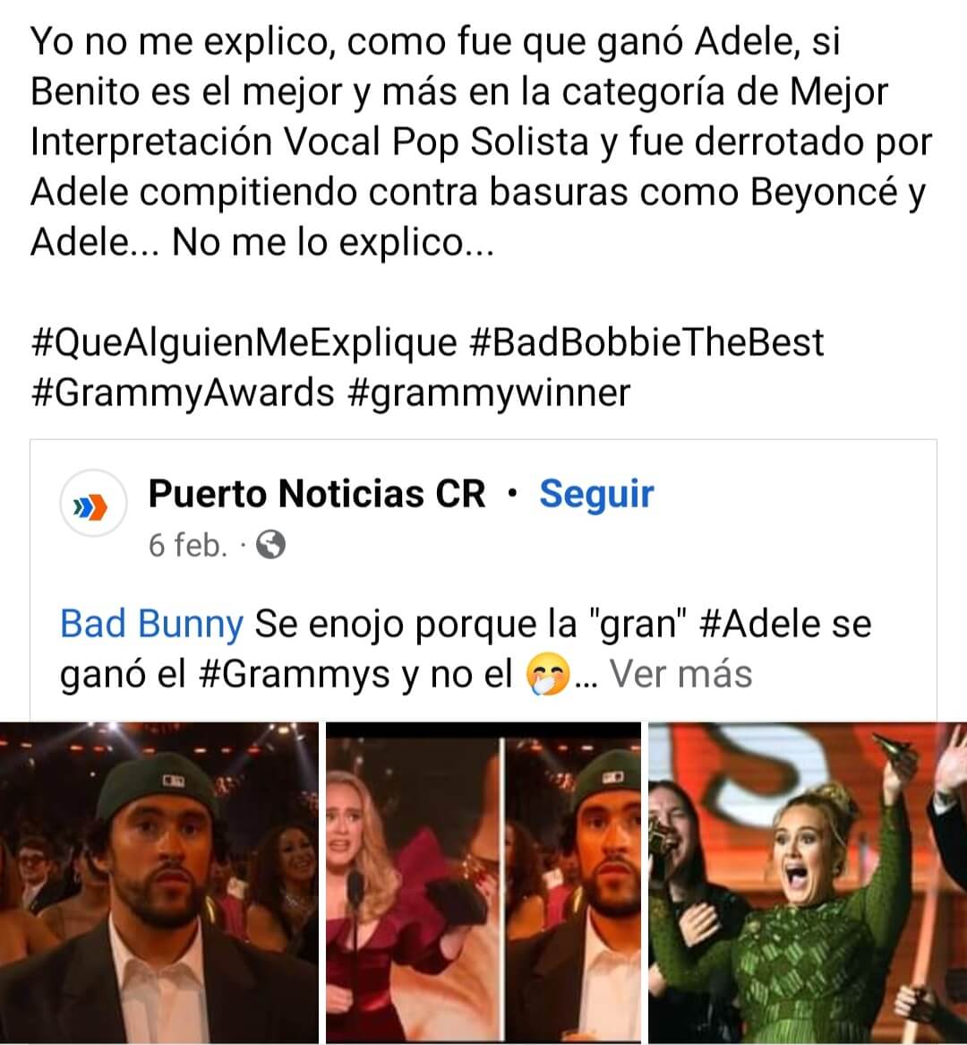 Fanáticos de Bad Bunny creen que el puertorriqueño es mejor que Adele