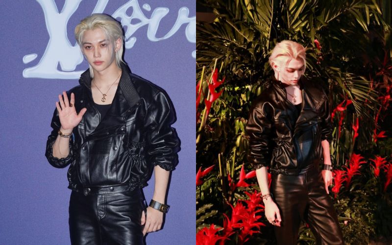 Felix de Stray Kids deleitó con su look en el desfile Pre-Fall 2024 de Pharrell para Louis Vuitton