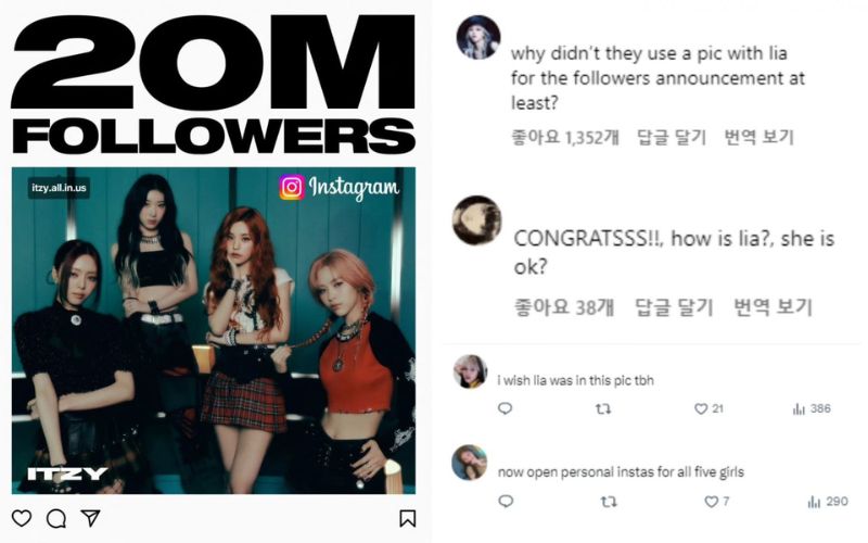 JYP Entertainment bajo fuego tras publicar una fotografía de ITZY para celebrar un nuevo logro, sin una de sus integrantes