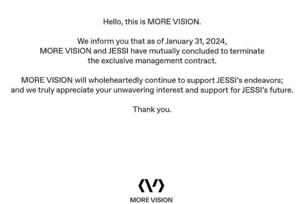 La Idol Jessi se separa de la agencia MORE VISION después de 9 meses