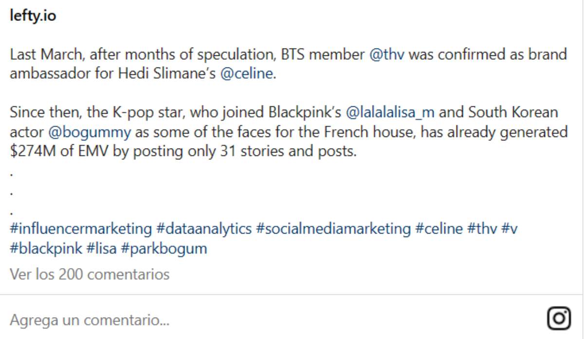 Se revela que V de BTS ha generado una millonaria cifra como modelo para CELINE