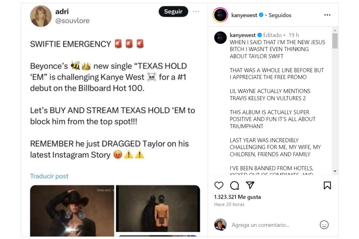 Kanye West envía un mensaje a todos los fanáticos de Taylor Swift