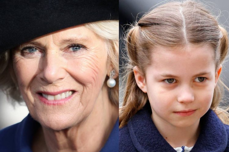 _La reina Camilla Parker reacciona asombrada a un cuadro de la princesa Charlotte