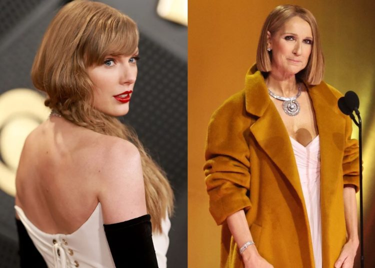 Premios Grammy 2024 acusan a Taylor Swift de ignorar a la cantante Celine Dion, quien le entregó un premio