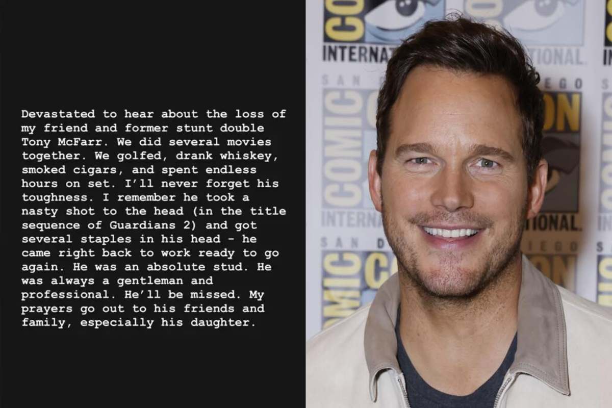 Chris Pratt de 'Guardianes de la Galaxia' reacciona ante la muerte de su doble Tony McFarr
