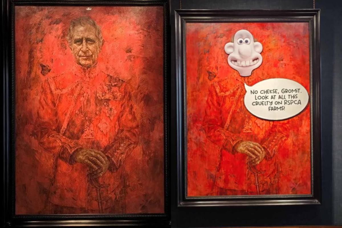 Activistas vandalizan el nuevo retrato oficial del rey Carlos III en Londres