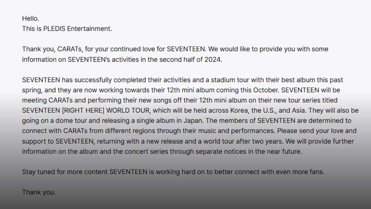 SEVENTEEN comparte sus planes para la segunda mitad del 2024 SEVENTEEN comparte sus planes para la segunda mitad del 2024