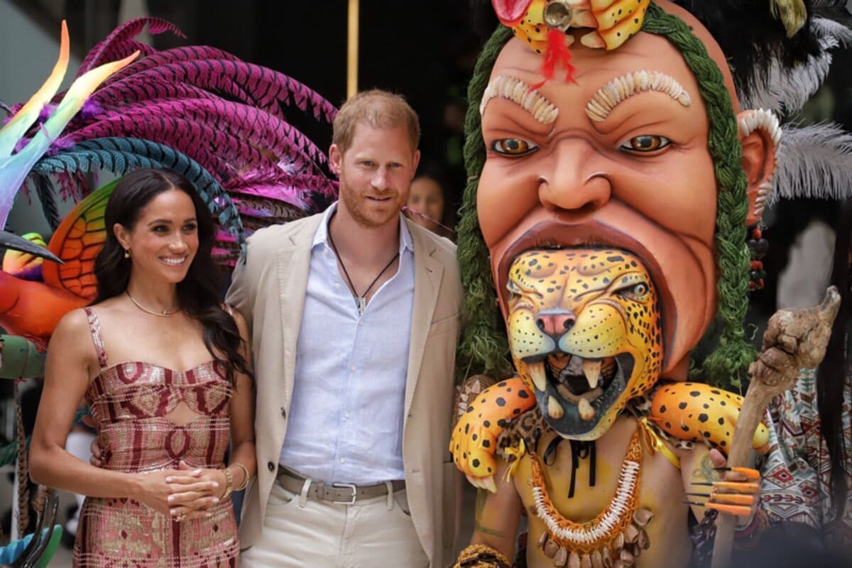 El príncipe Harry y Meghan Markle asistieron a un evento cultural en su primer día en Colombia