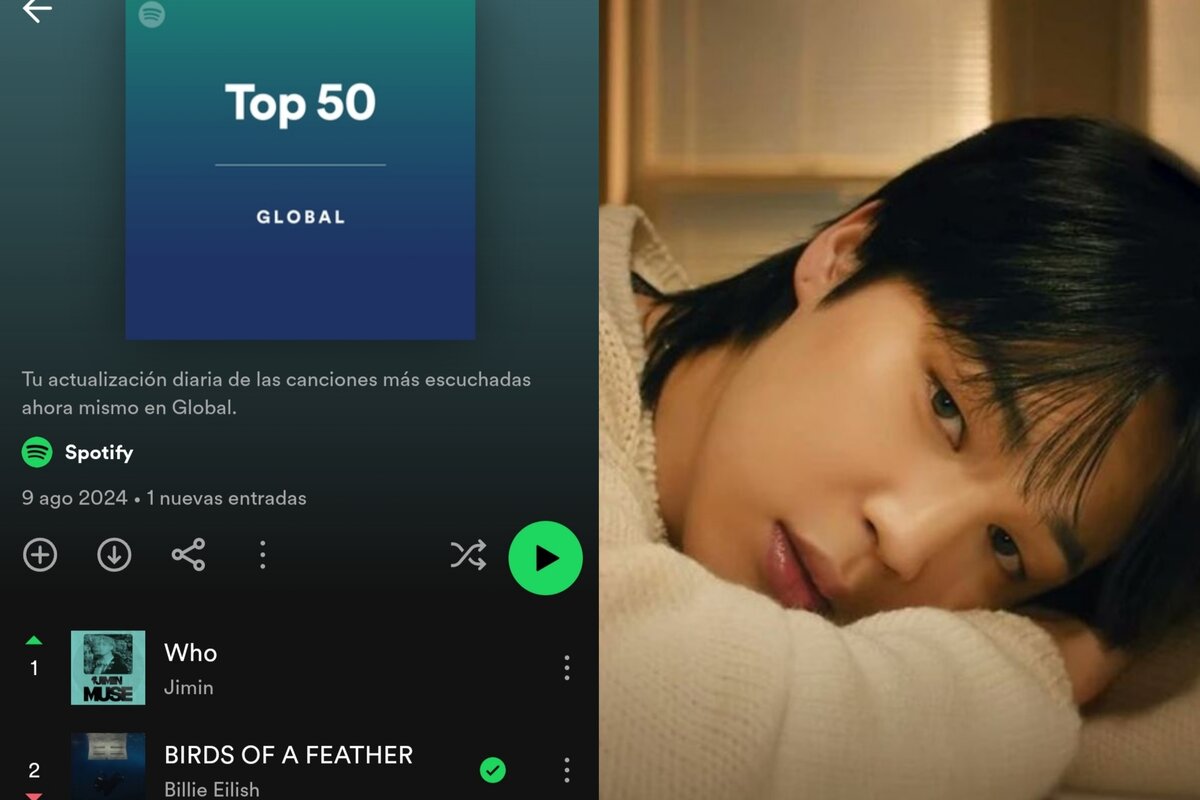 Jimin de BTS vuelve a la cima de Spotify Global con 'Who'