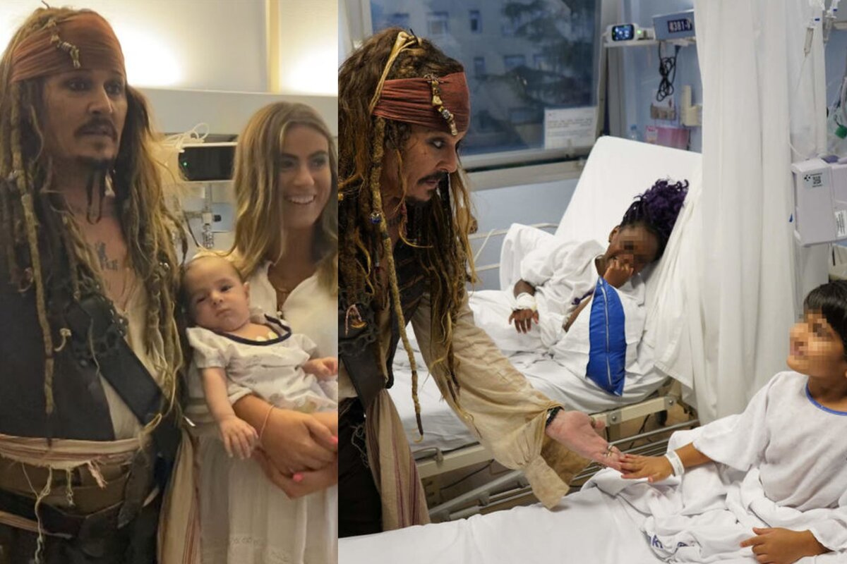Johnny Depp se viste de Jack Sparrow para visitar a los niños de un hospital en España