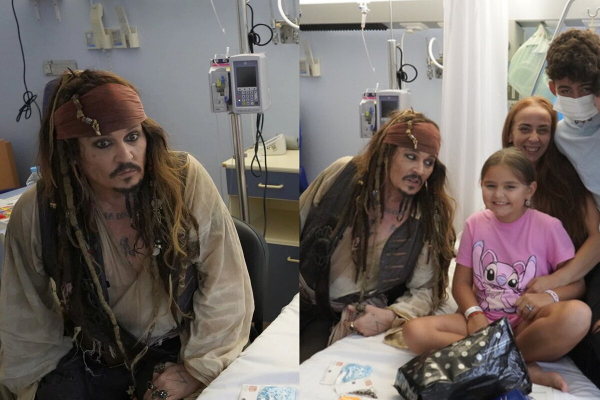 Johnny Depp se viste de Jack Sparrow para visitar a los niños de un hospital en España