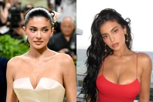 Kylie Jenner compartir detalles de su operación de pechos mientras usa un escotado vestido de látex