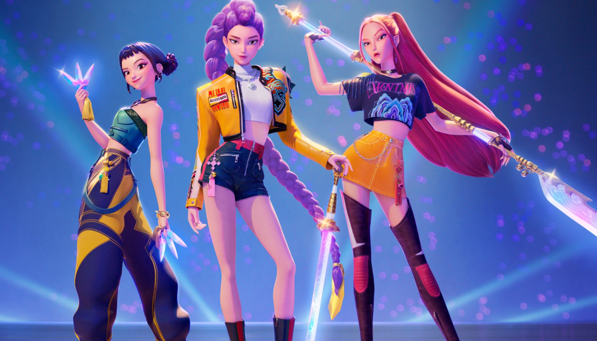 imagen de Las guerreras kpop posando frente a las camaras