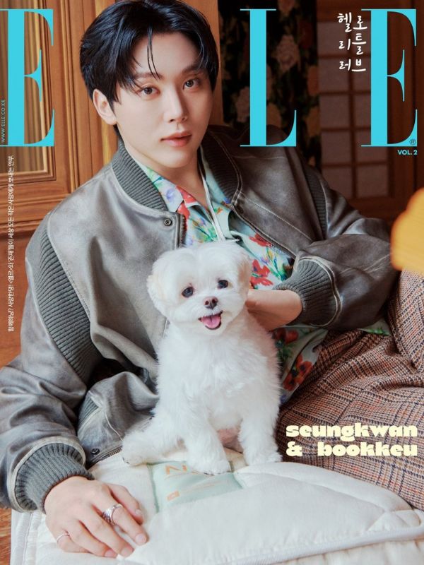 Seungkwan de SEVENTEEN comparte la nueva portada de ELLE Korea con su perro Bbu-kkeu