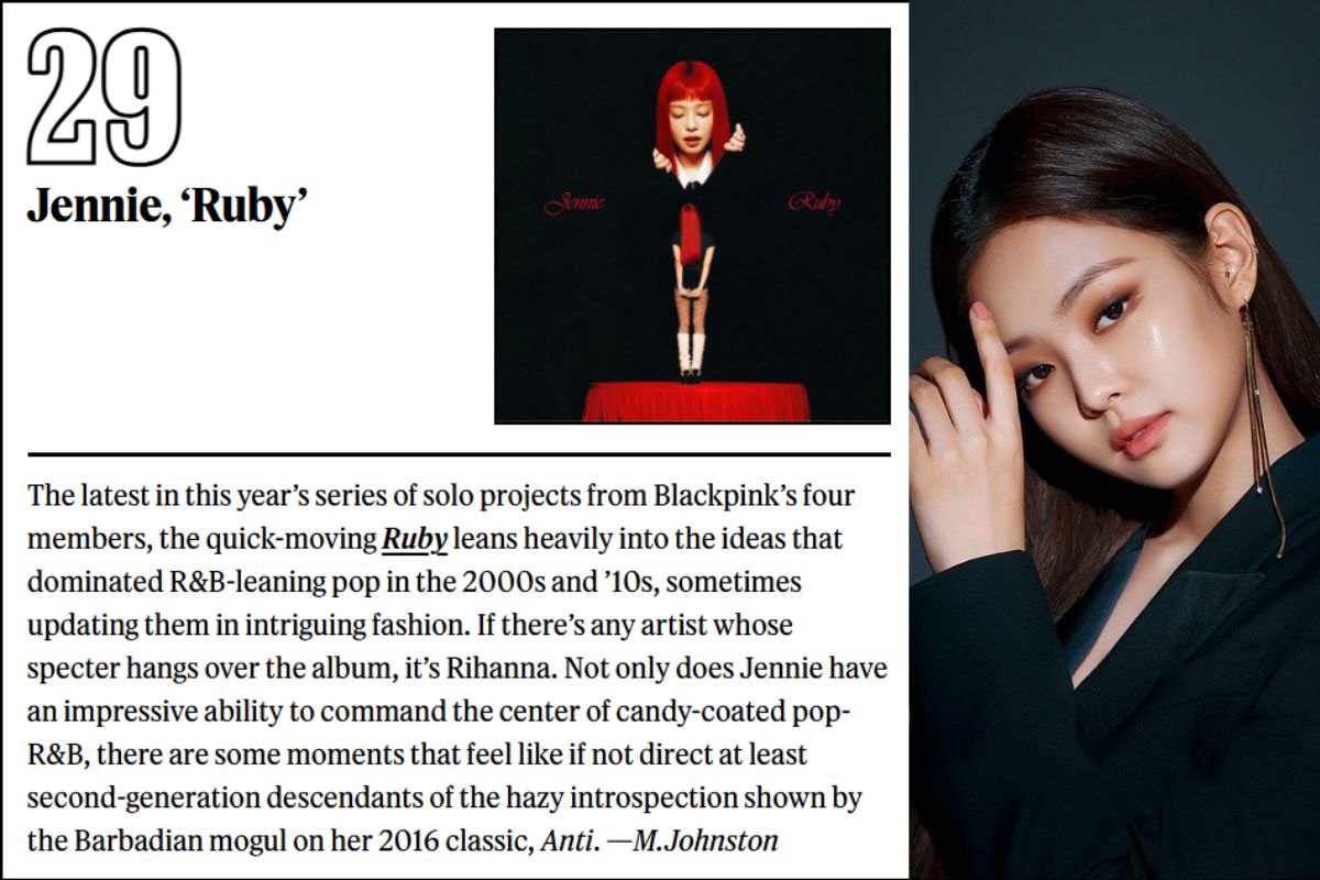 Rolling Stone nombra a 'Ruby' de Jennie de BLACKPINK como uno de los mejores álbumes del 2025