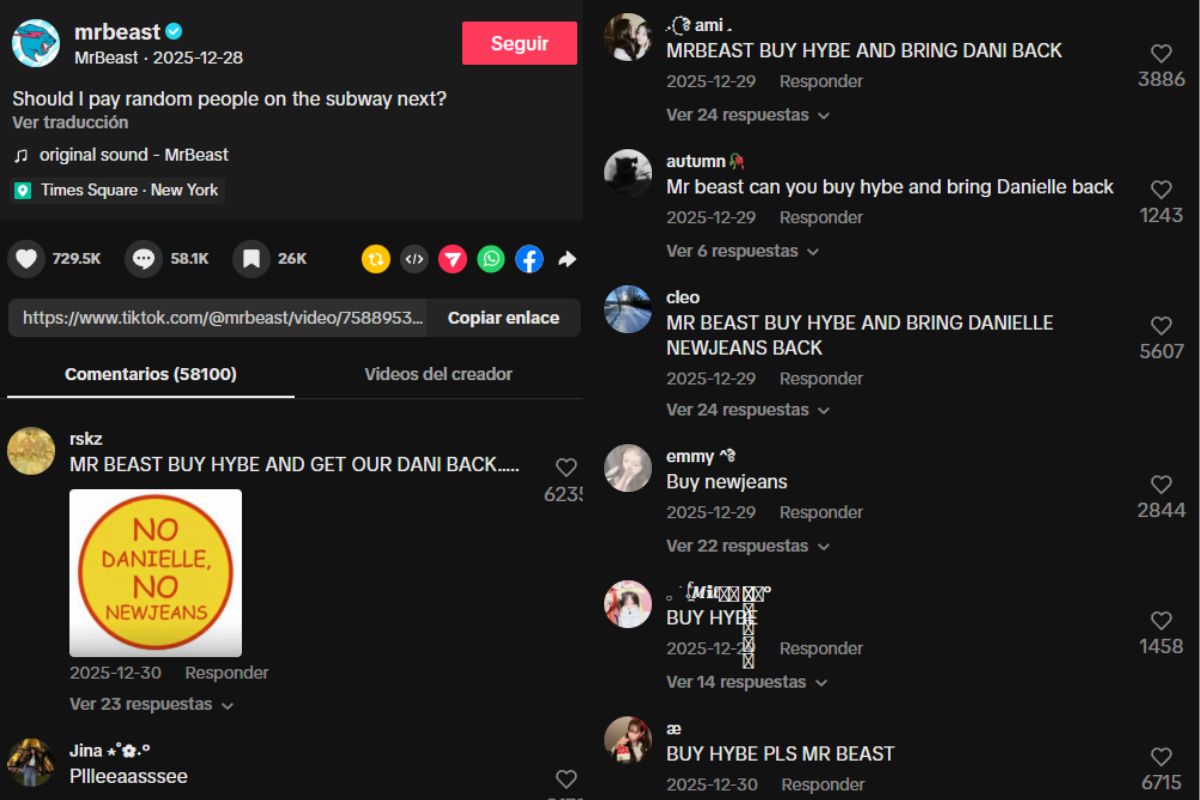 Los fans de NewJeans acuden a MrBeast tras la situación legal de Danielle con ADOR