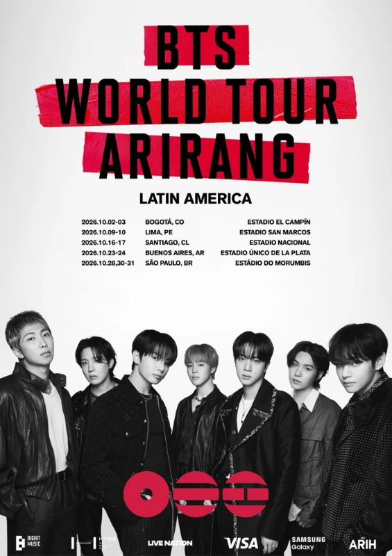 BTS revela las fechas de la etapa latinoamericana de su gira mundial "ARIRANG" BTS revela las fechas de la etapa latinoamericana de su gira mundial "ARIRANG"