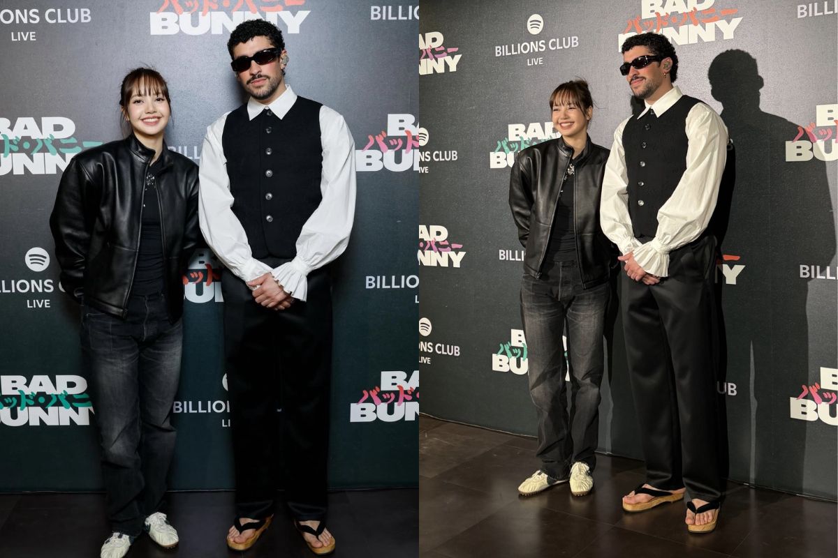 Lisa de BLACKPINK posa junto a Bad Bunny en su show Spotify Billions Club Live en Tokio