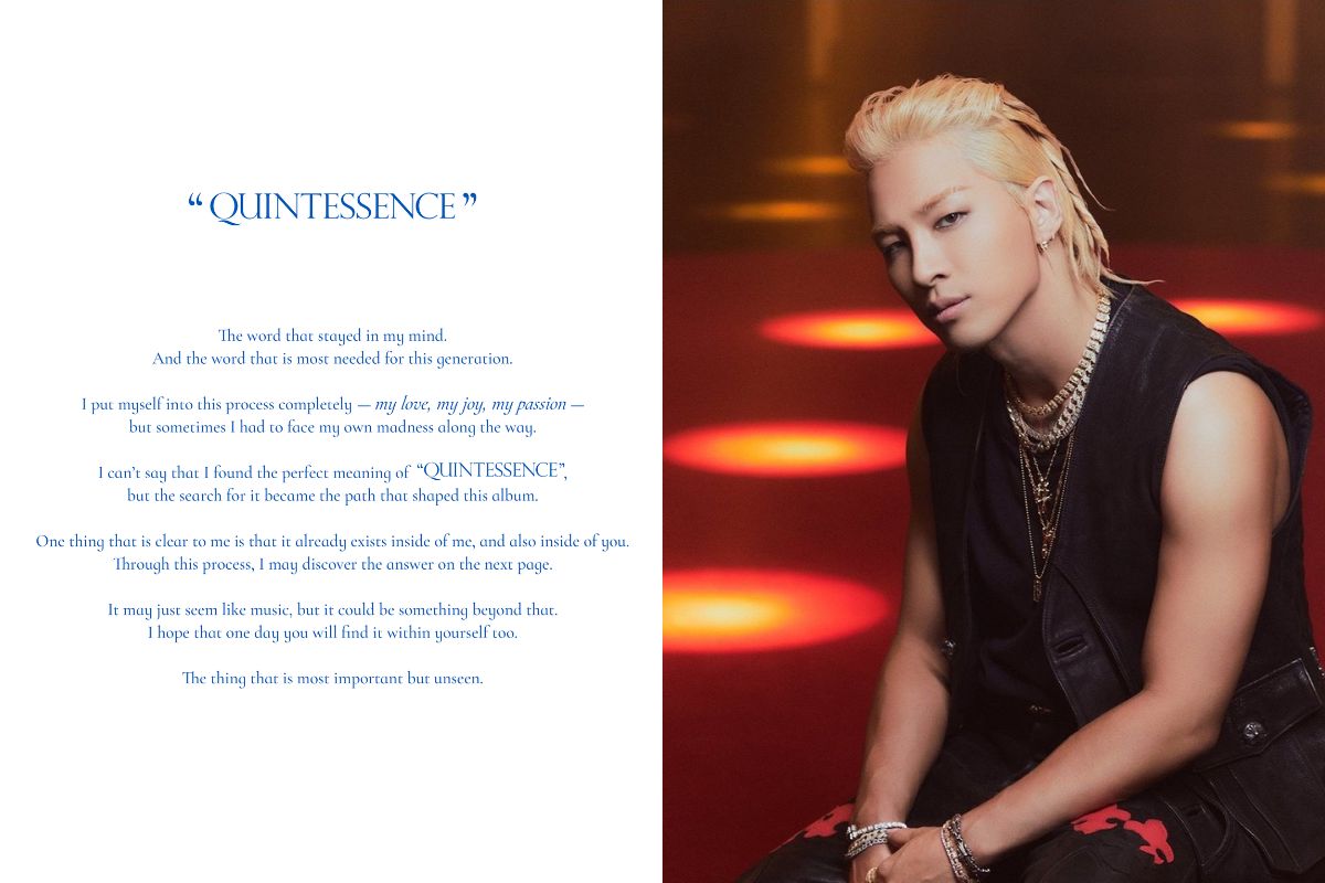Taeyang de BIGBANG lanza teaser para su nuevo álbum "QUINTESSENCE"