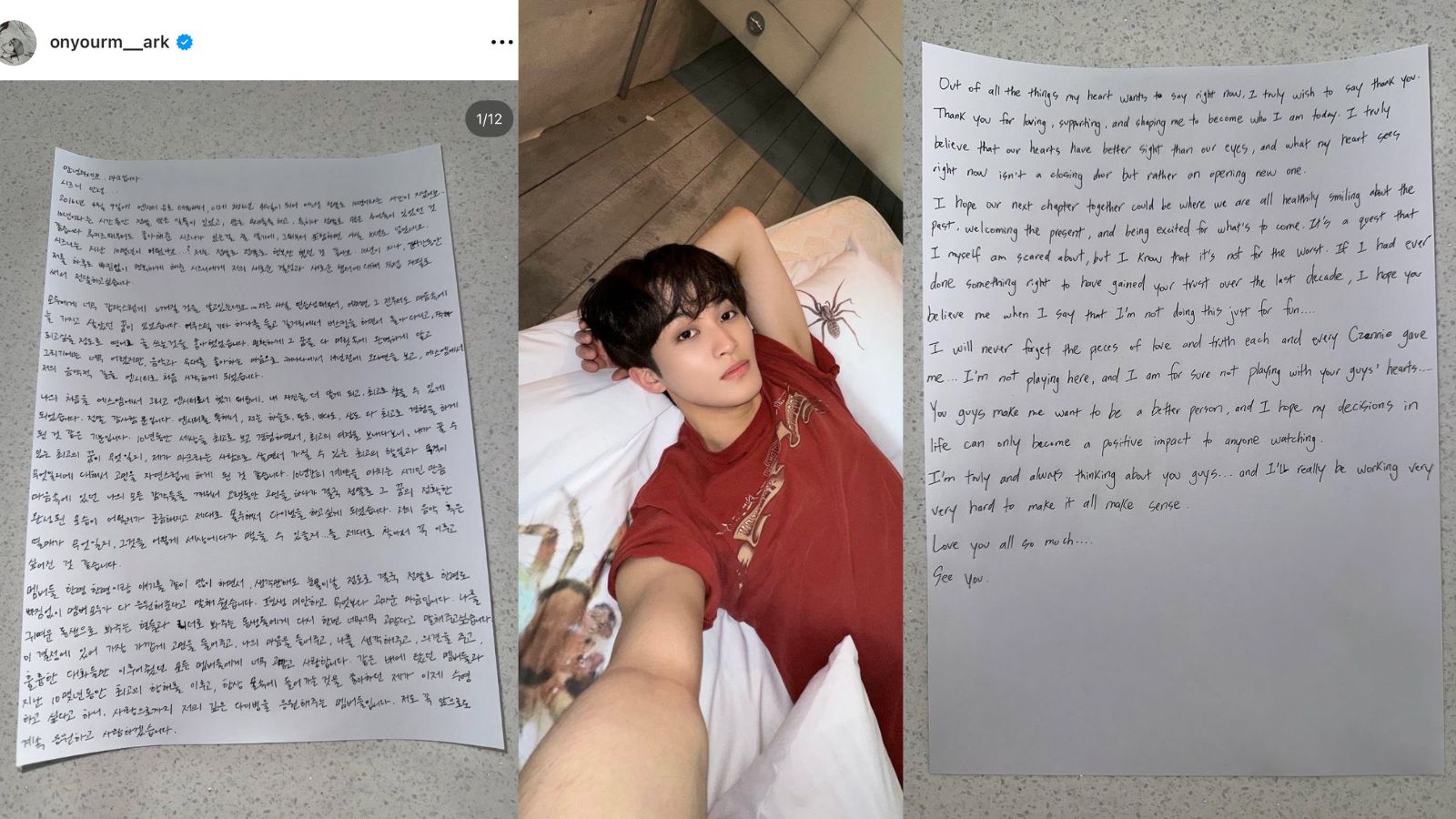 Cartas de Mark Lee tras abandonar NCT y la SM Entertainment