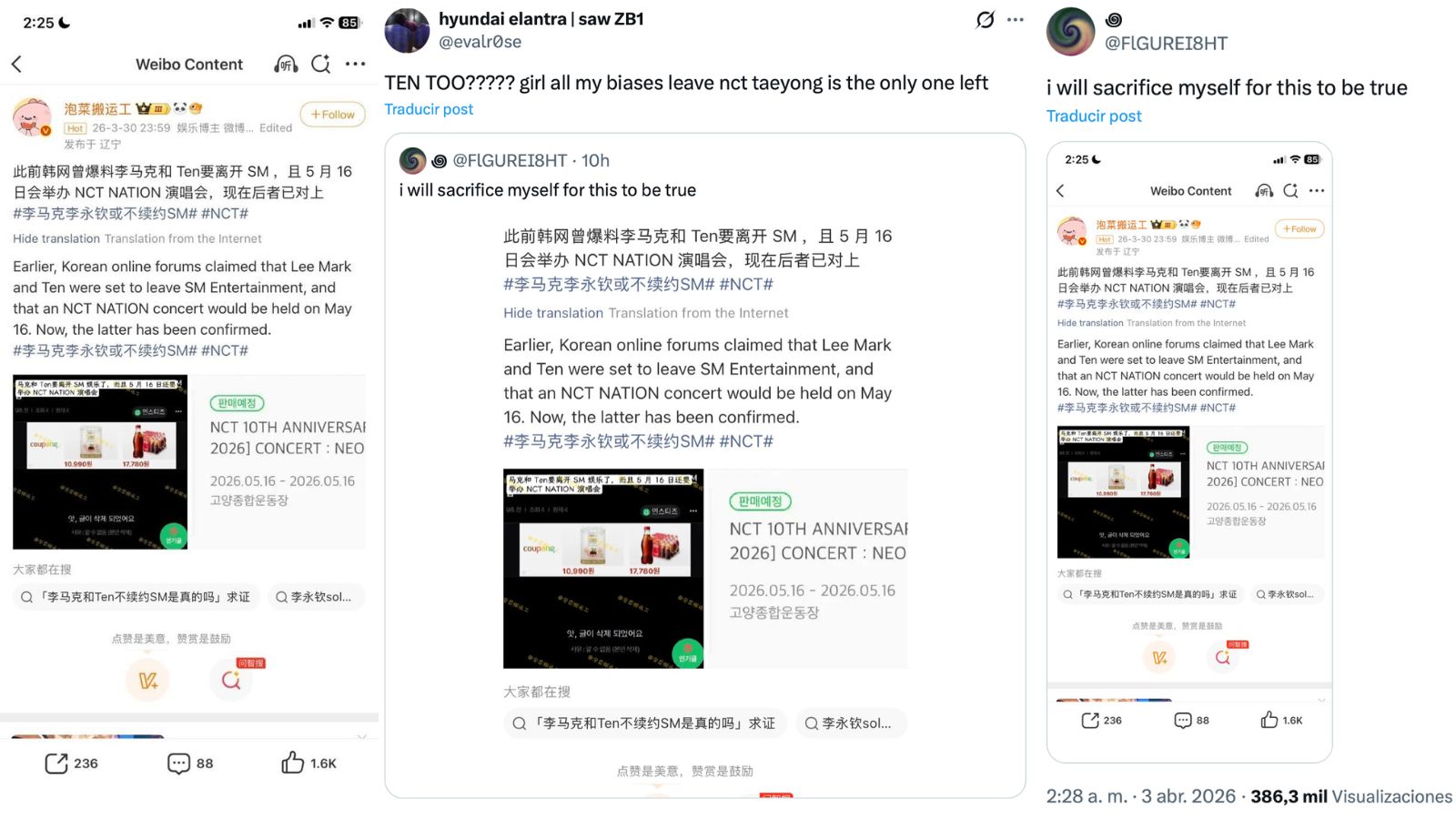 Leak info sobre la salida de Ten de NCT y SM Entertainment