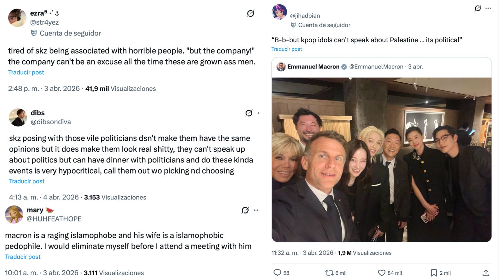 Los chicos de Stray Kids funados por promocionar al presidente de Francia Emmanuel Macron stray kids funados por tomarse fotos con el presidente de Francia Emmanuel Macron