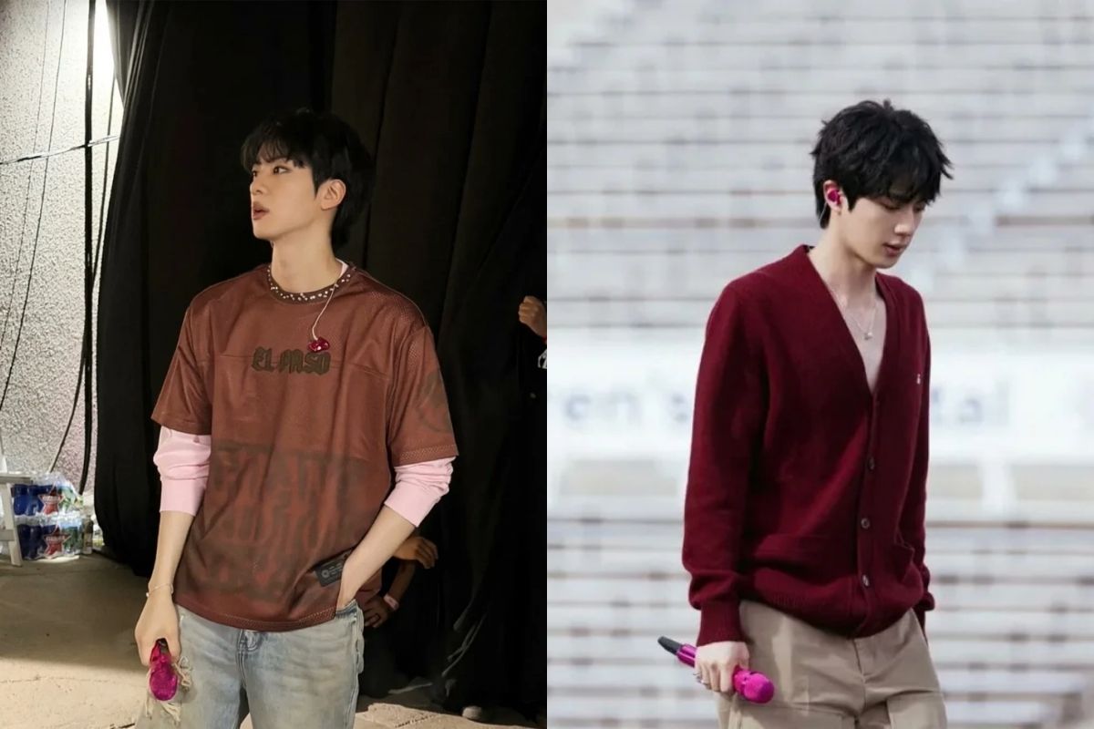 Jin de BTS encanta a los fans con sus impresionantes visuales durante el concierto en El Paso Jin de BTS encanta a los fans con sus impresionantes visuales durante el concierto en El Paso