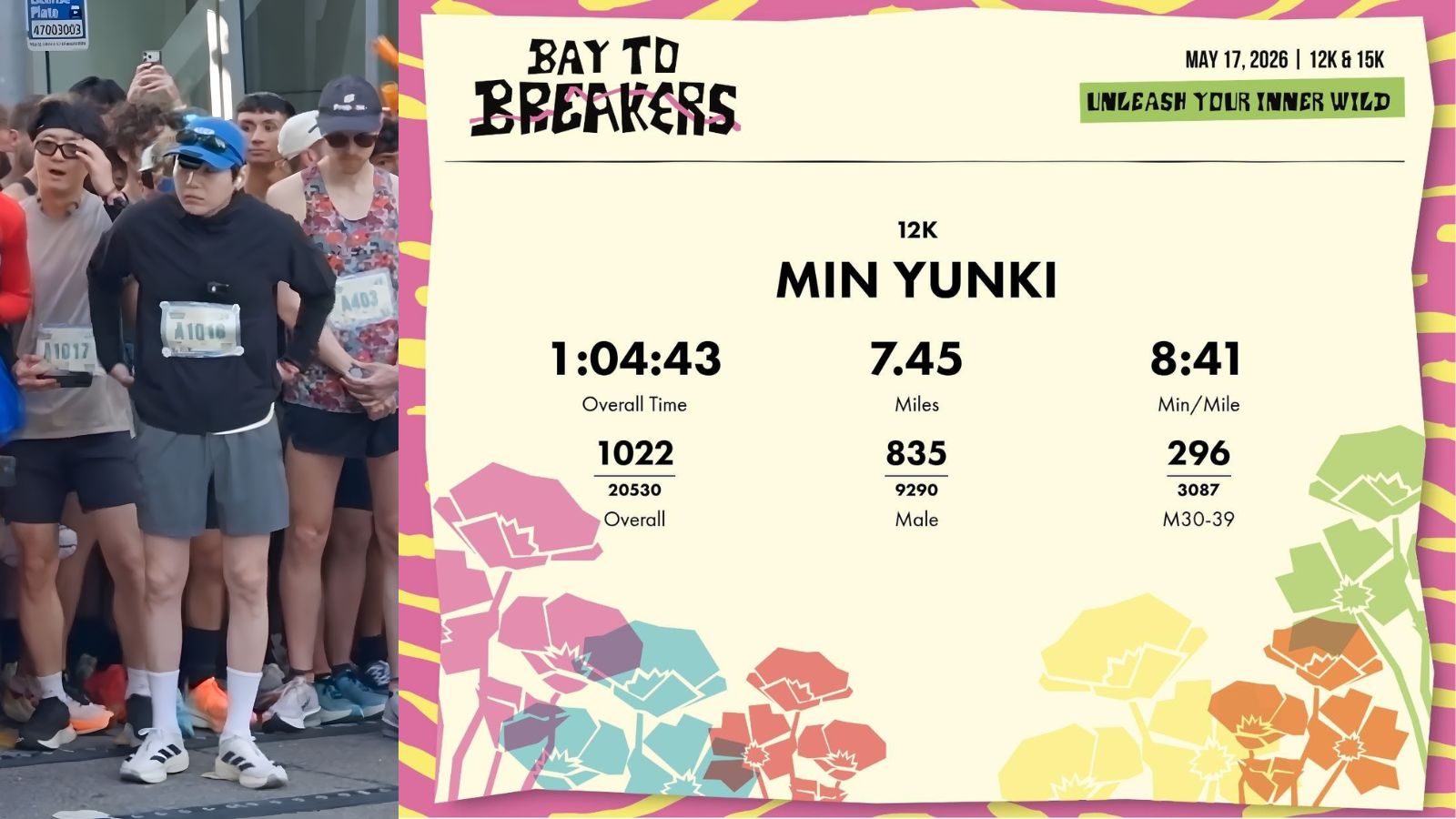 Suga corrió una maratón de 12K en secreto antes de dar concierto con BTS en San Francisco Suga corrió una maratón de 12K en secreto antes de dar concierto con BTS en San Francisco