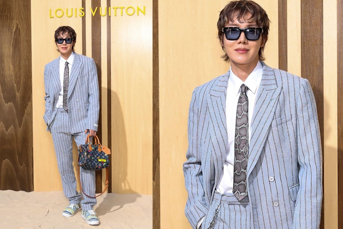 J-Hope posa para las cámaras en el desfile de moda de Louis Vuitton en París