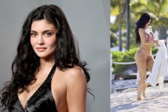 Kylie Jenner presume sus sensuales curvas con un micro bikini rosa