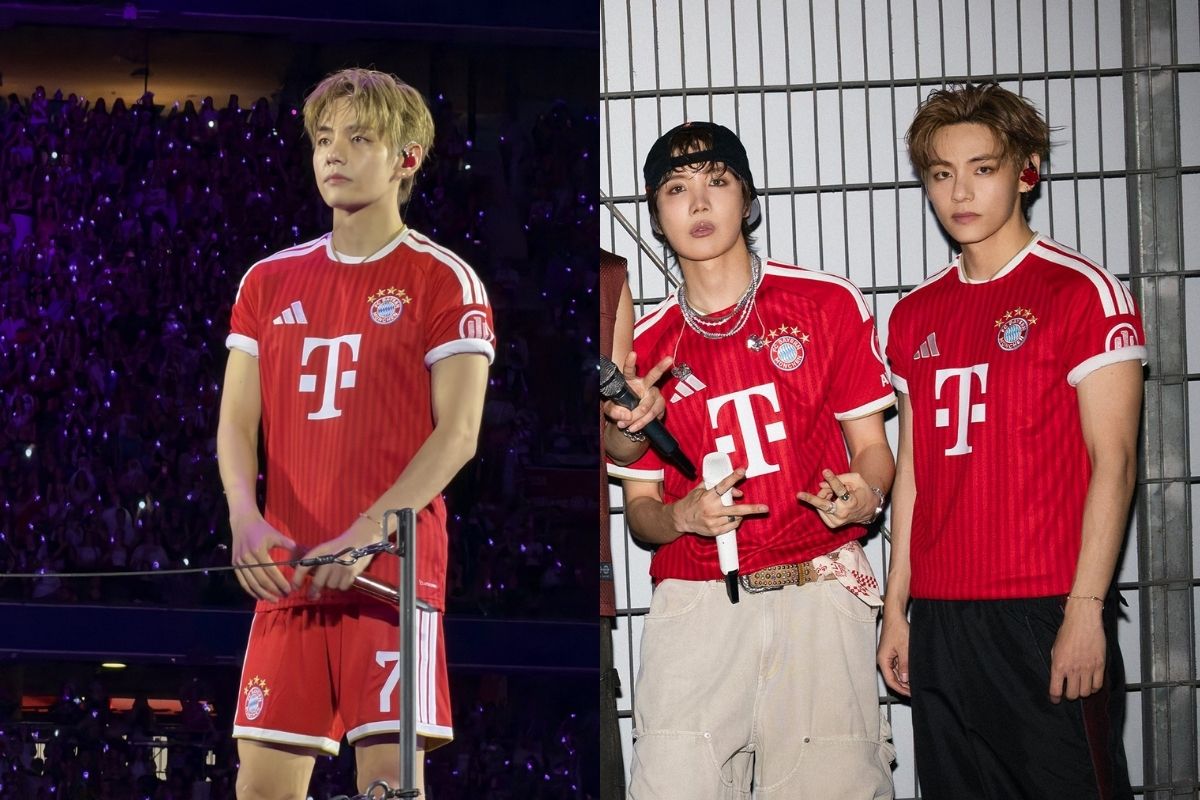 V de BTs sorprende al usar el nuevo uniforme personalizado del FC Bayern Múnich en un concierto V de BTs sorprende al usar el nuevo uniforme personalizado del FC Bayern Múnich en un concierto