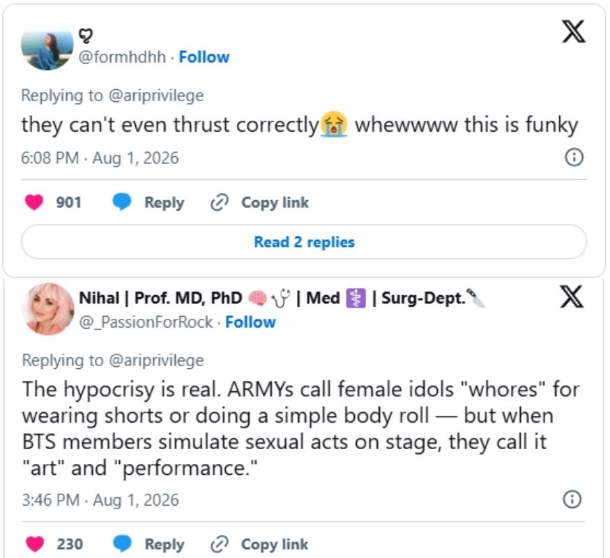 Los gestos "sexuales" de BTS en el escenario provocan criticas