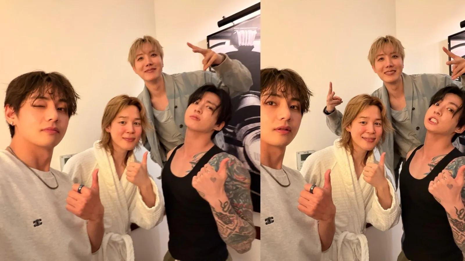 V, Jimin, J-hope y Jungkook selfie en Colombia, Bogotá